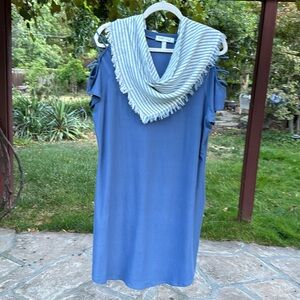 🌺 PLANET GOLD; Slate Blue, S/S T-Shirt Style Sexy Dress Fits Misses Size XL!